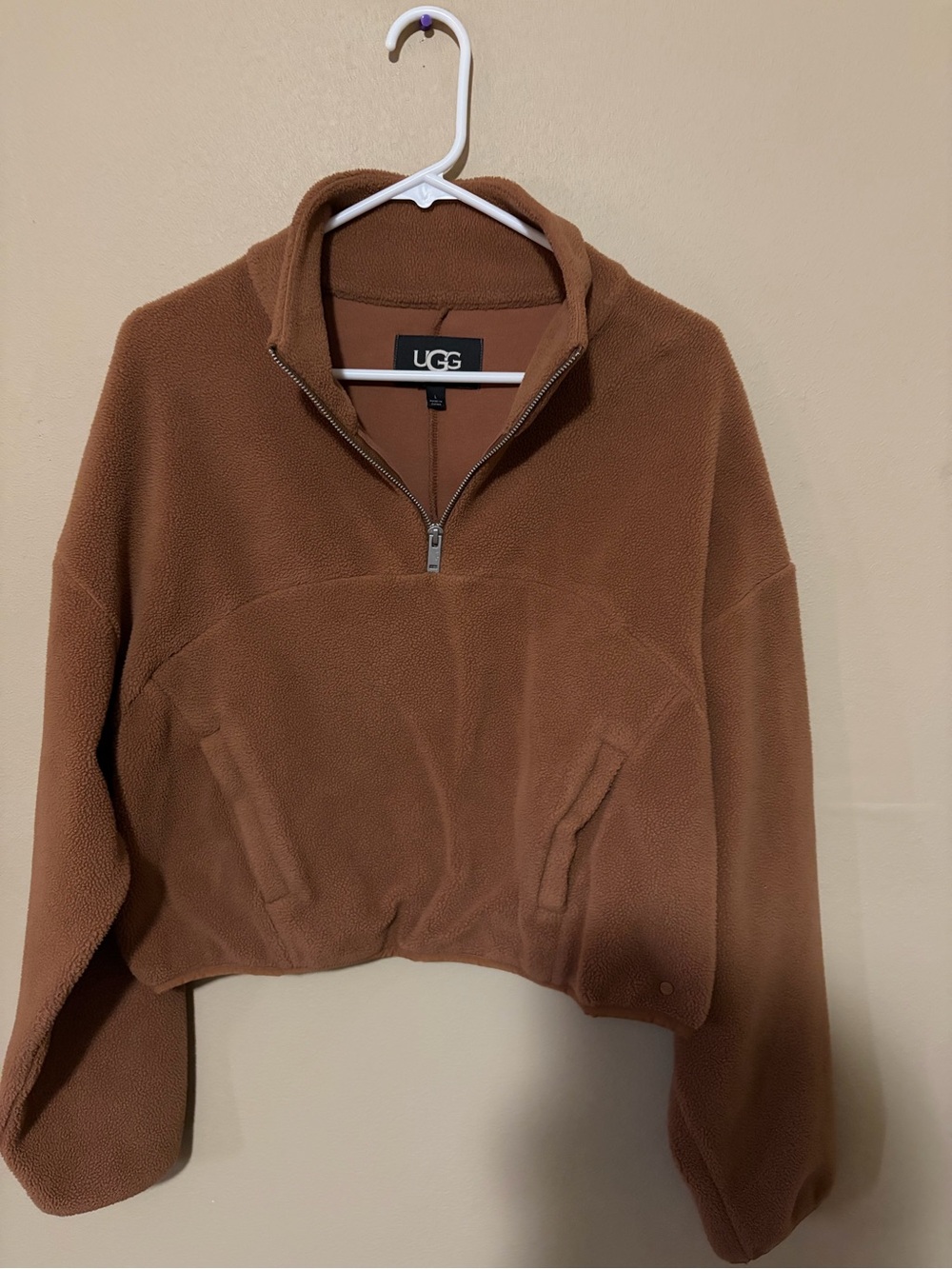 UGG Women's Chestnut Brown Quarter-Zip Fleece Pullover